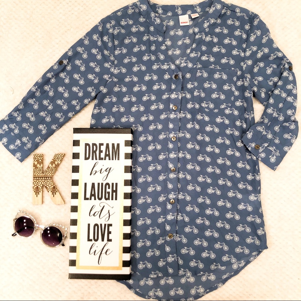 3/$15 BONGO Bicycle Button Down 3/4 Sleeve